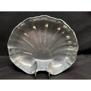 Sea clam shell serving platter Wilton Company RWP silver polished pewter 12 x 9”
